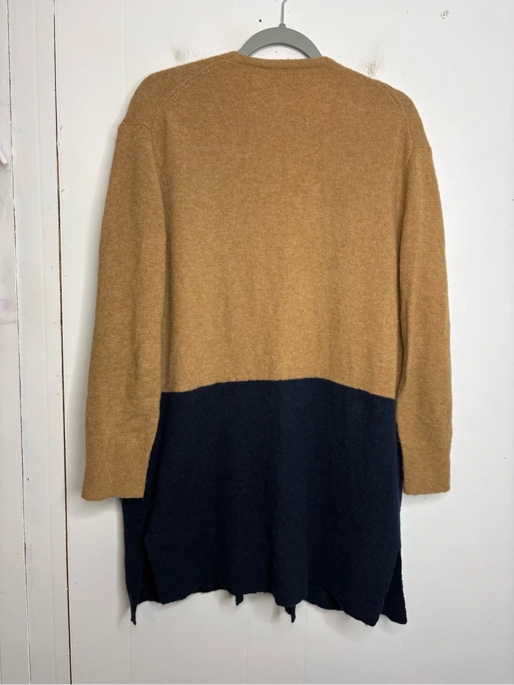 Madewell Sweater Womens Small Colorblock Cardigan Wool Alpaca Blend Navy Tan